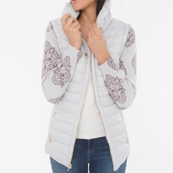 Chico’s Zenergy Convertible Puffer Jacket Paisley Print Reversible Multi Wear - Picture 6 of 14